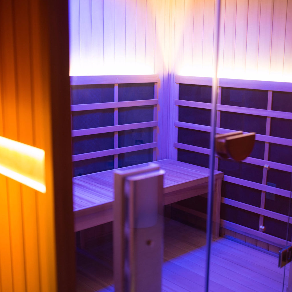 An infrared sauna featured at Radiance Float + Wellness.